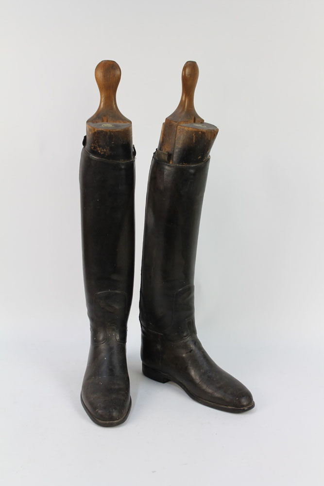 A pair of gentleman's black leather hunting boots,