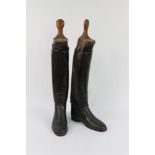 A pair of gentleman's black leather hunting boots,