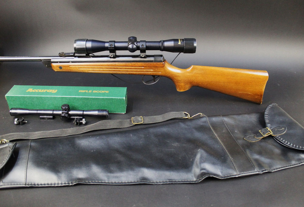 A BSA Meteor Mk 1 first model with metal end cap, cal 177 break barrel air rifle,