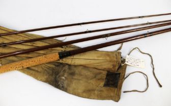 PD Malloch of Perth a Greenheart salmon fly rod, in three sections,