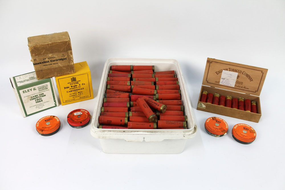 A box of once fired Eley Grand Prix cases, with four hundred Eley Surefire primers,