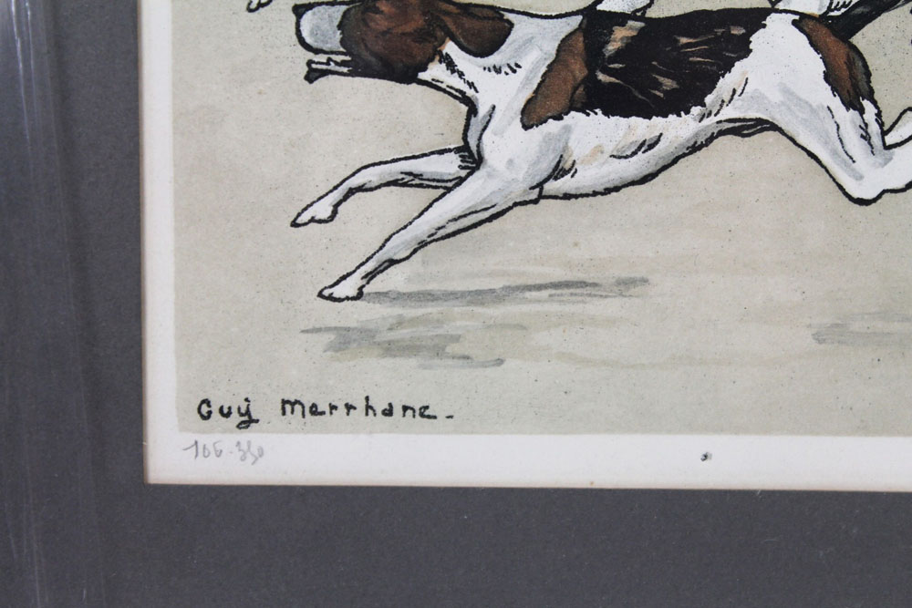 Guy Messhane a pair of prints, huntsman and hounds, 28 x 63 cm, framed and mounted. - Image 5 of 8