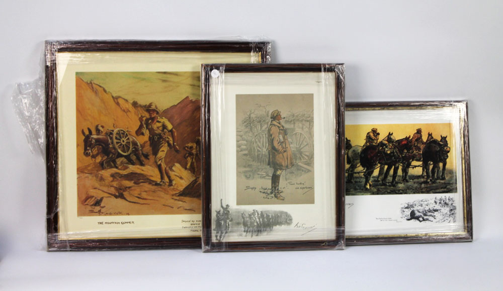 Three facsimile Snaffles prints "The Gunner", "Gunners" and "The Mountain Gunner".