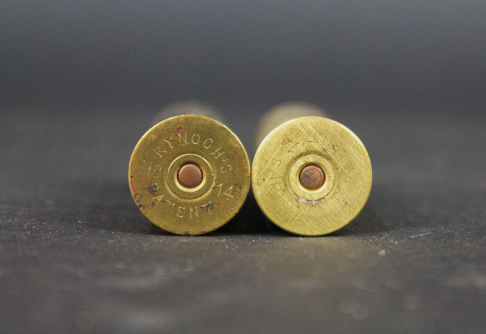 Two Kynoch 14 bore metallic shotgun cartridges, loaded with solid slugs. - Image 2 of 2