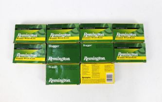 One hundred Remington 12 bore slugs, 2 3/4", one ounce. FIREARMS CERTIFICATE REQUIRED.