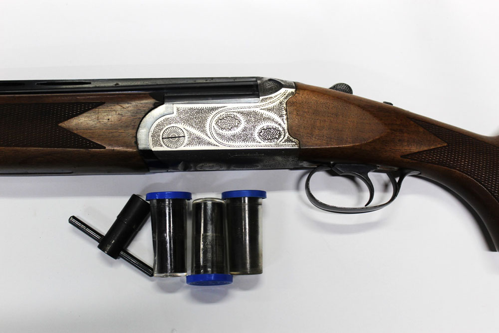 A Bowland HG Sporting 12 bore over/under shotgun, with 30" multi choke barrels,