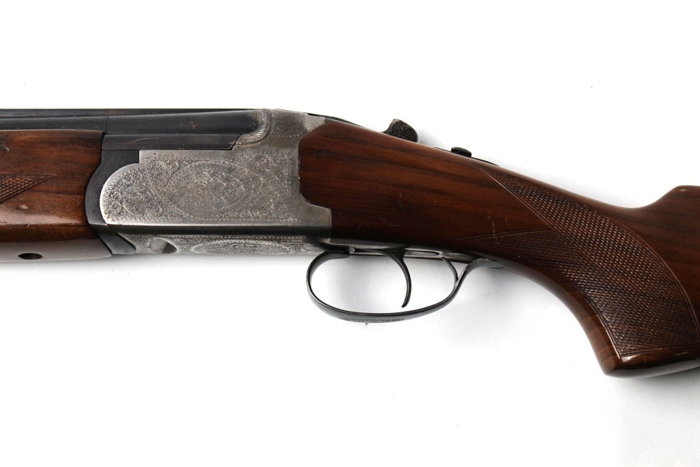 A Lanber 12 bore over/under shotgun, with 27 1/4" multi choke barrels, 70 mm chambers, boxlock,