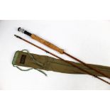 Walker Bampton Alnwick, a split cane trout fly rod in two sections, 9' 6".