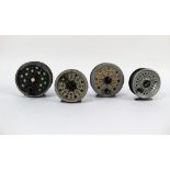 Four fly reels, a Bruce & Walker Expert Series salmon fly reel,