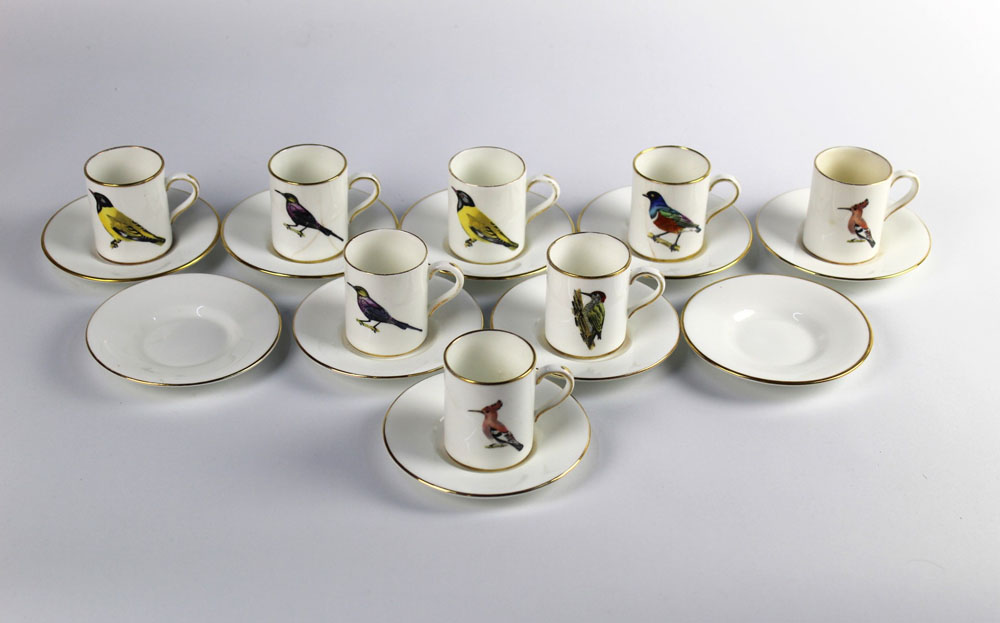 Rowland Ward Nairobi Kenya Hammersley & Co bone china, coffee cans and saucers, (18 pieces). - Bild 2 aus 2