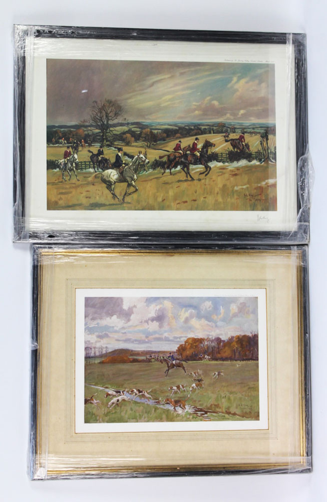 John King a signed print of The Pychley Foxhounds, together with a Lionel Edwards print RA Dragg.