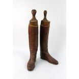 A pair of gentleman's tan leather hunting boots,