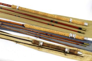 Three rods, the first a tank ariel spinning rod, in two sections 7',