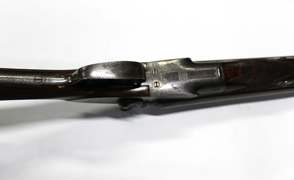 James Squires London, a 12 bore side by side hammer gun with 29 3/4" Damascus barrels, - Image 4 of 6