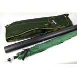 A Hardware rod bag, together with a fishing umbrella in plastic tube.