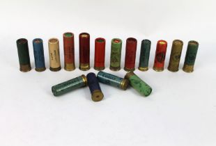 Sixteen shotgun cartridges, to include Eley Gastight 12 bore, end cap marked Ackrills Beverley,