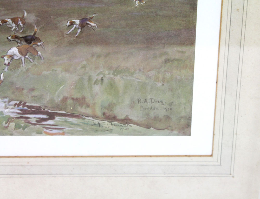 John King a signed print of The Pychley Foxhounds, together with a Lionel Edwards print RA Dragg. - Image 7 of 8