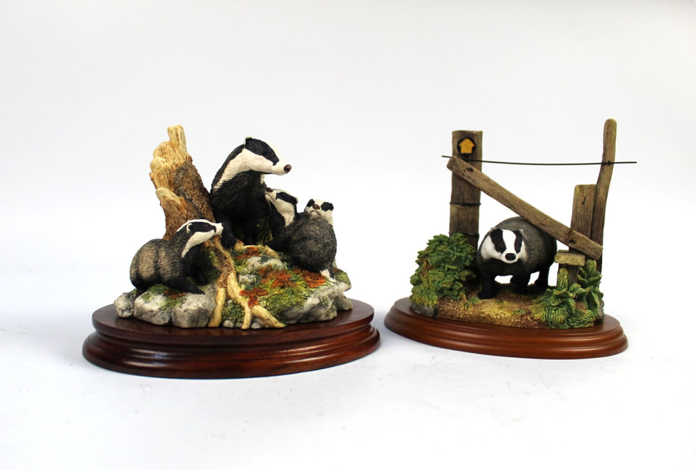 Two Border Fine Arts figures of badgers, the first Country Characters The Rambler Model No.