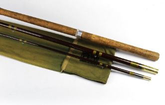 A BSA Invincible salmon fly rod, in three sections, 14' 3" line 10.
