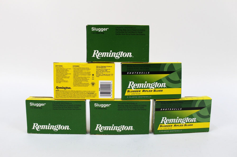 Sixty rounds Remington 12 bore slugs, 2 3/4", one ounce. FIREARMS CERTIFICATE REQUIRED.