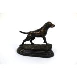 After Mene a cast bronze labrador, raised on a marble plinth, signed to the rear Mene, height +.