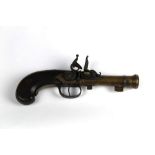 An early 19th century Blunderbus flintlock pistol, with a 4 1/4" barrel, overall length 23 cm (AF).