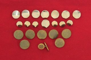 Eight hunt buttons, marked SHS and to include seven large and one small made by Fermin & Son London,