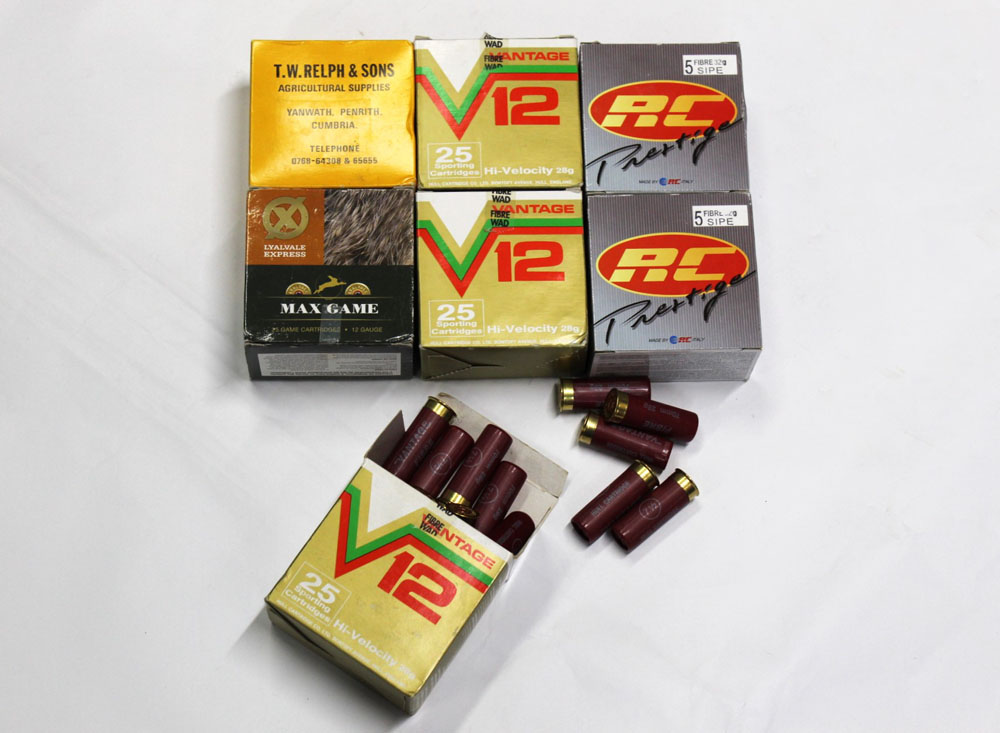 Eight full boxes and a part box of 12 bore shotgun cartridges, to include Hull Cartridge Vantage 12,