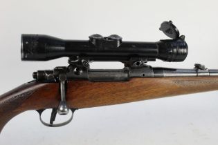 Brno cal 243 bolt action rifle, fitted with a telescopic sight (scope thought to be made by Zeiss),