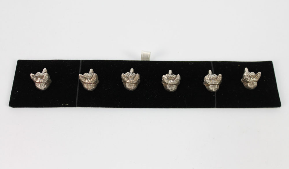 A set of six silver fox head name place holders, stamped 925 Birmingham 2012. - Image 3 of 7