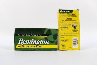 Forty Remington Express Core-Lokt cal 308 Winchester 150 grain soft point rifle cartridges.