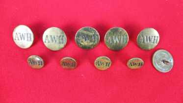 Ten hunt buttons, from the Albright & Woodland Hunt,