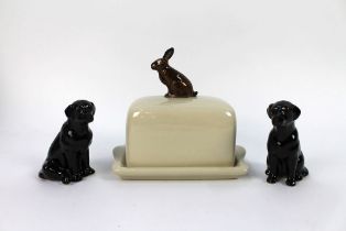 A Quail Pottery butter dish,