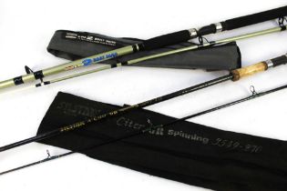 Two rods, a Silstar X-Citer GR spinning rod, in two sections, 9',