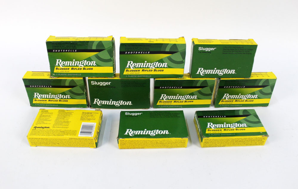 One hundred Remington 12 bore slugs, 2 3/4", one ounce. FIREARMS CERTIFICATE REQUIRED.