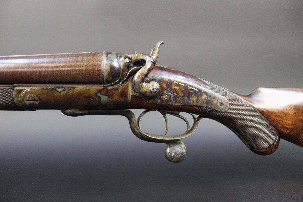 Godfrey C Cooper an 8 bore double barrelled rotary underlever hammer gun, with 35" Damascus barrels, - Image 5 of 12