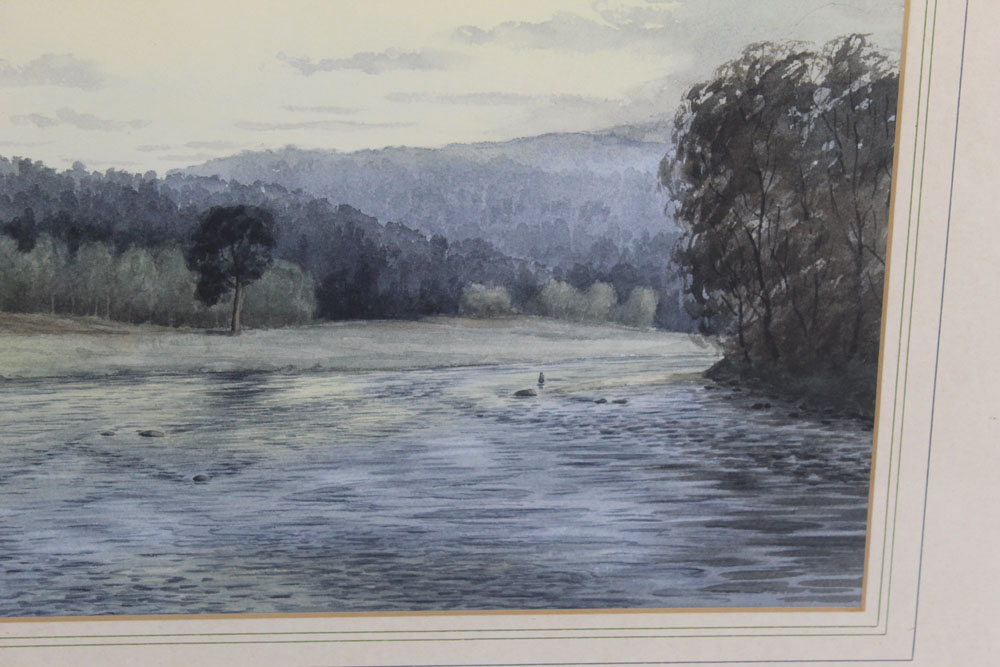 Tim Hawes a watercolour of fisherman and salmon in The River Dee, - Image 2 of 3
