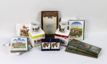 A quantity of greetings cards, together with Thelwell coasters,