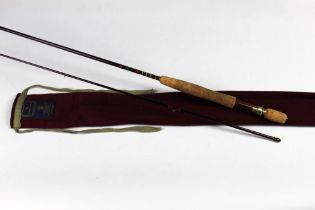 A Hardy sovereign trout or sea trout rod, in two sections 9' 6", line 7-8.