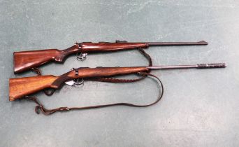 Two Brno cal 22 LR bolt action rifles, a model No 5 fitted with a Parke Hale sound moderator,