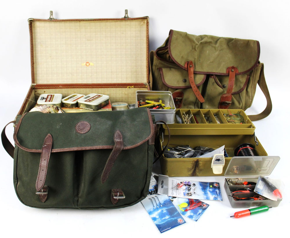 A Selection of vintage fishing bags, - Image 2 of 3