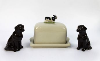 A Quail Pottery butter dish,