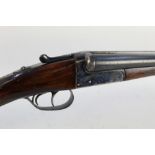 An AYA 12 bore side by side shotgun, with 28" barrels, half and threequarter choke 70 mm, chambers,