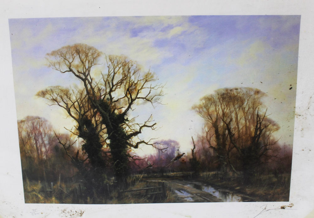 John Trickett a signed limited edition print "Autumn Pheasants" 75/500, 24 x 36 cm, unframed.