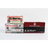 Eighty three cal 22 Hornet rifle cartridges, to include RWS and Winchester.