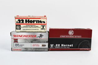 Eighty three cal 22 Hornet rifle cartridges, to include RWS and Winchester.