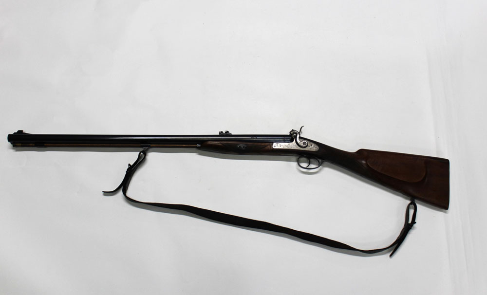 A Pedersoli Kodiak cal 58 muzzle loading percussion double rifle, with 28" barrels,