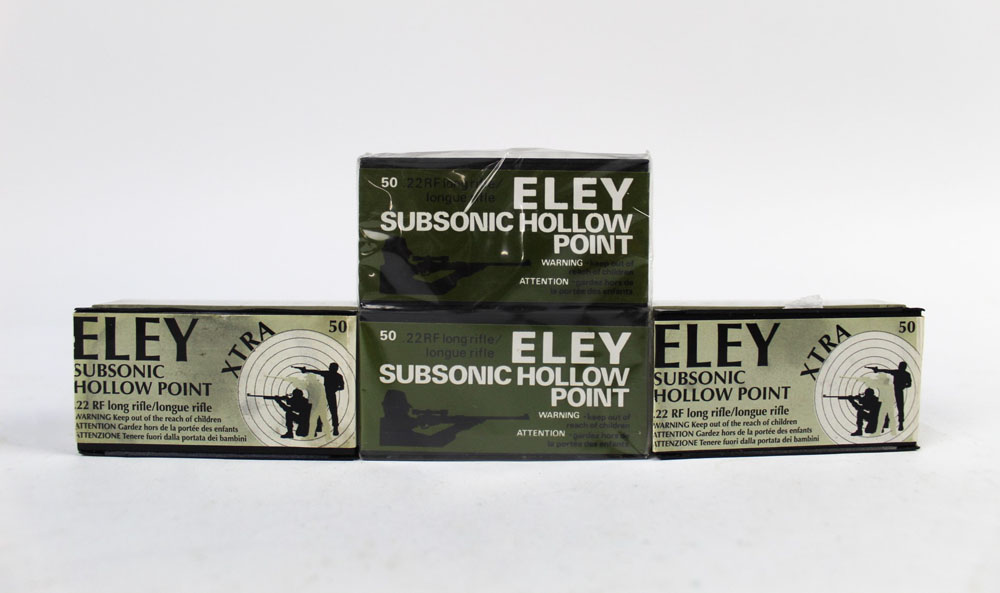 Two hundred cal 22 LR Eley Subsonic hollow point rifle cartridges. FIREARMS CERTIFICATE REQUIRED.