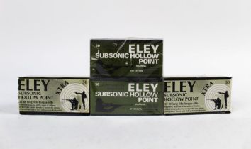 Two hundred cal 22 LR Eley Subsonic hollow point rifle cartridges. FIREARMS CERTIFICATE REQUIRED.