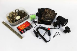 A Titan air gun spring for a Webley Mk 2S, a pair of camouflage Neoprene gloves, a gun lamp,